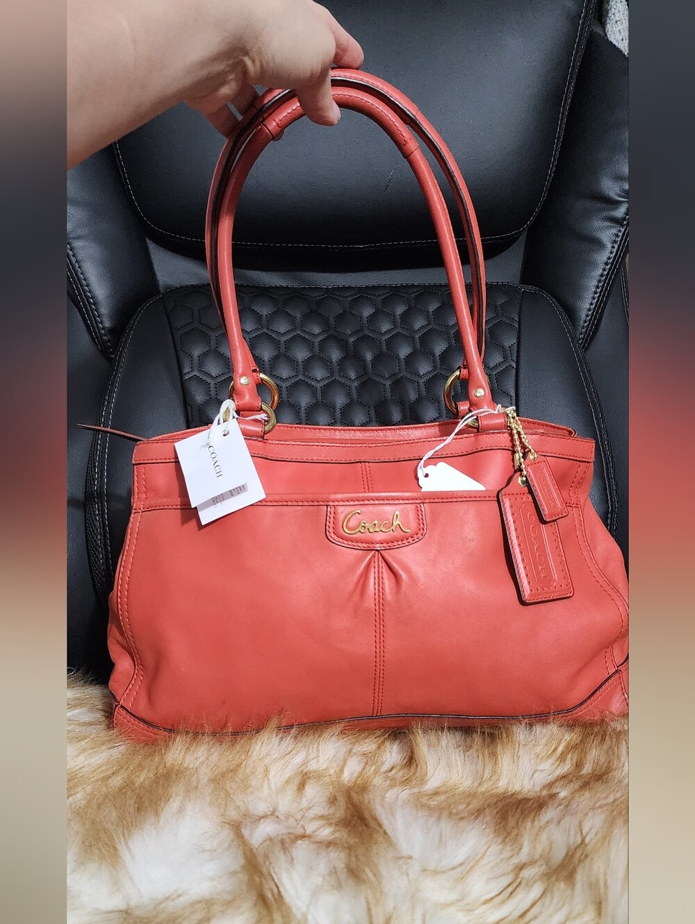 Coach Red Leather Shoulder Bag